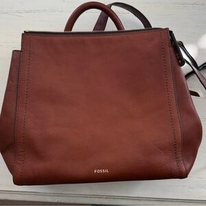 Fossil Chestnut Leather Tote